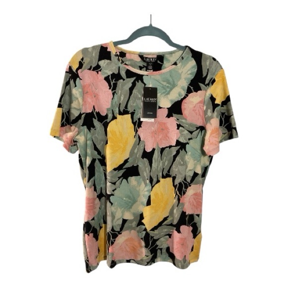 Floral Short Sleeve Stretch Cotton Crewneck Tee - Picture 7 of 8